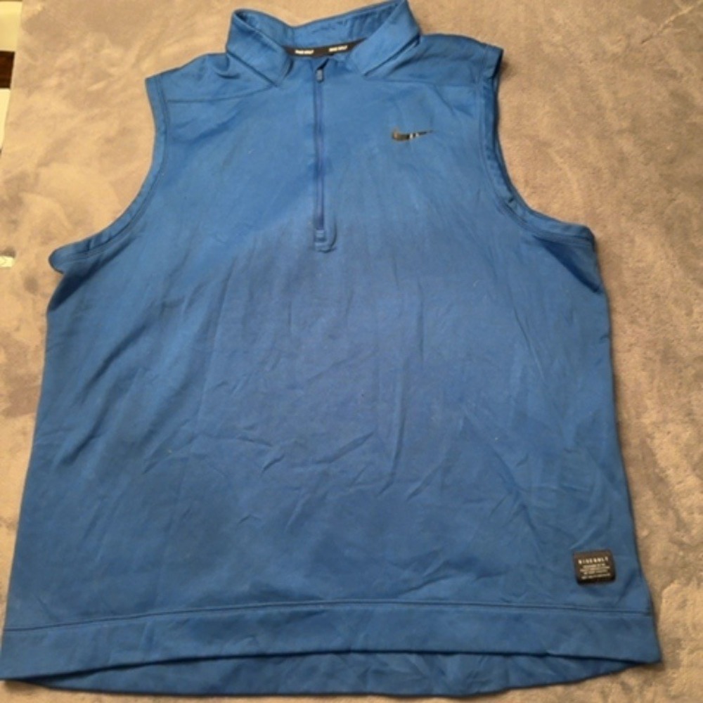 Nike Golf Vest Men XXL Blue Quarter Zip Sleeveless Performance Athletic Layer